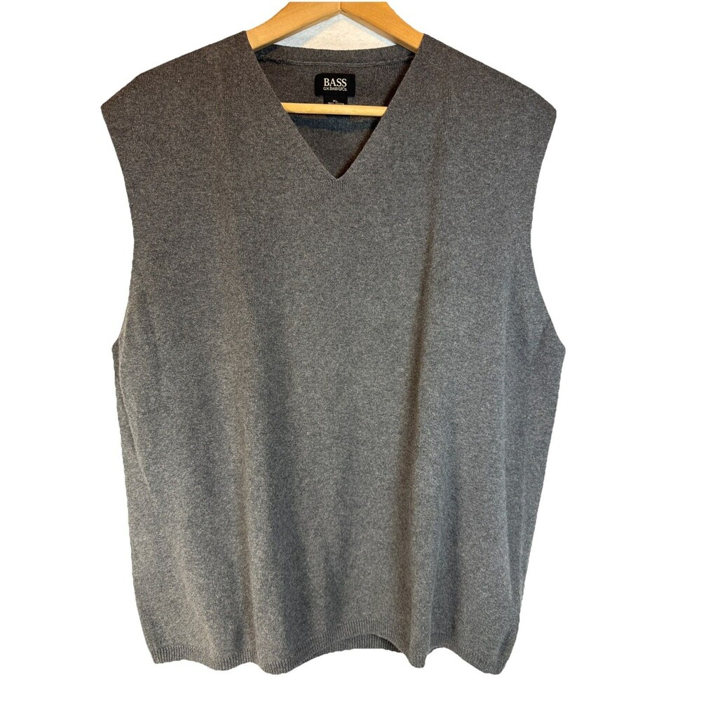 GH Bass & Co‎ Mens 100% Cotton Gray Sweater Vest- Size XL